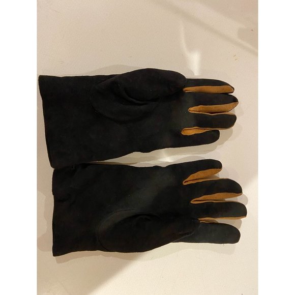 Italy Montefusco 100% Leather Black/Beige Glove w/ - Picture 2 of 4